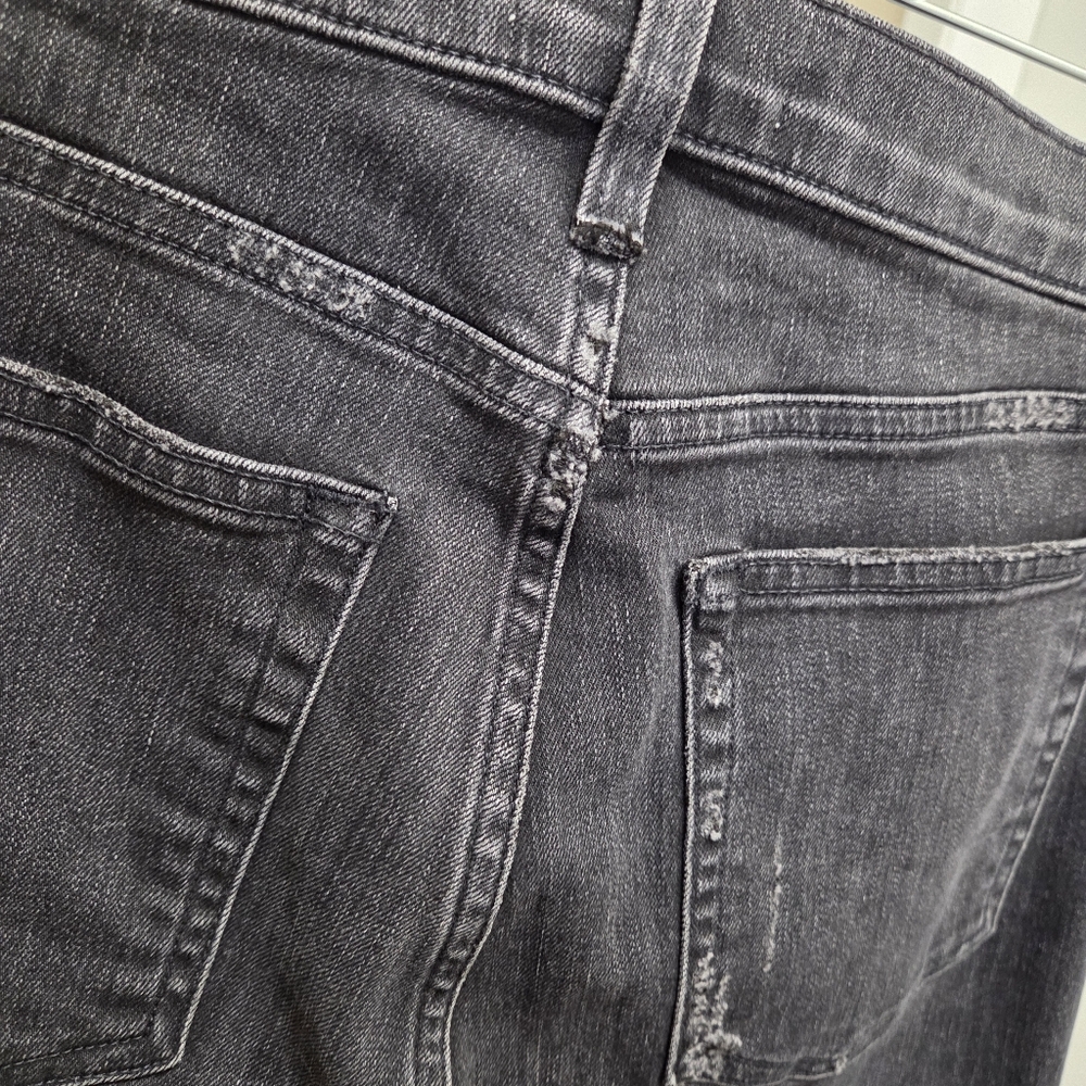 Nili Lotan Celia Distressed Black Washed Denim Flare Jeans High Rise - Picture 9 of 15